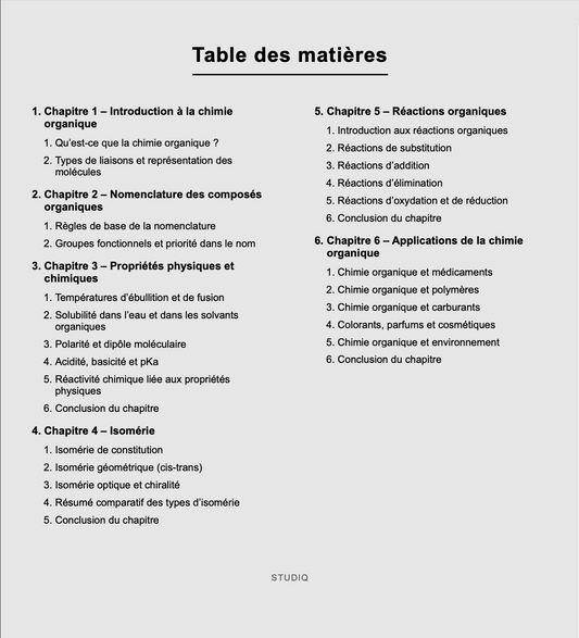 Chimie Organique - résumé